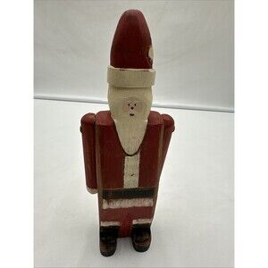 Vintage Artist Signed Wolf Creek Folk Art Santa Claus Wooden Prim Figure 1988